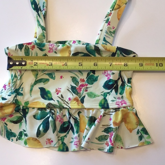 PilyQ Lemon Bikini Top Printed Caged Ruffle Top Girls - Picture 6 of 10